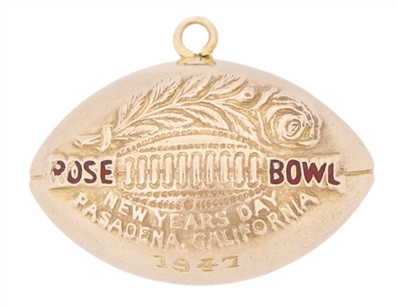 1947 Rose Bowl 10K Gold Football Pendant Presented to Alex Agase (Agase Family LOA)